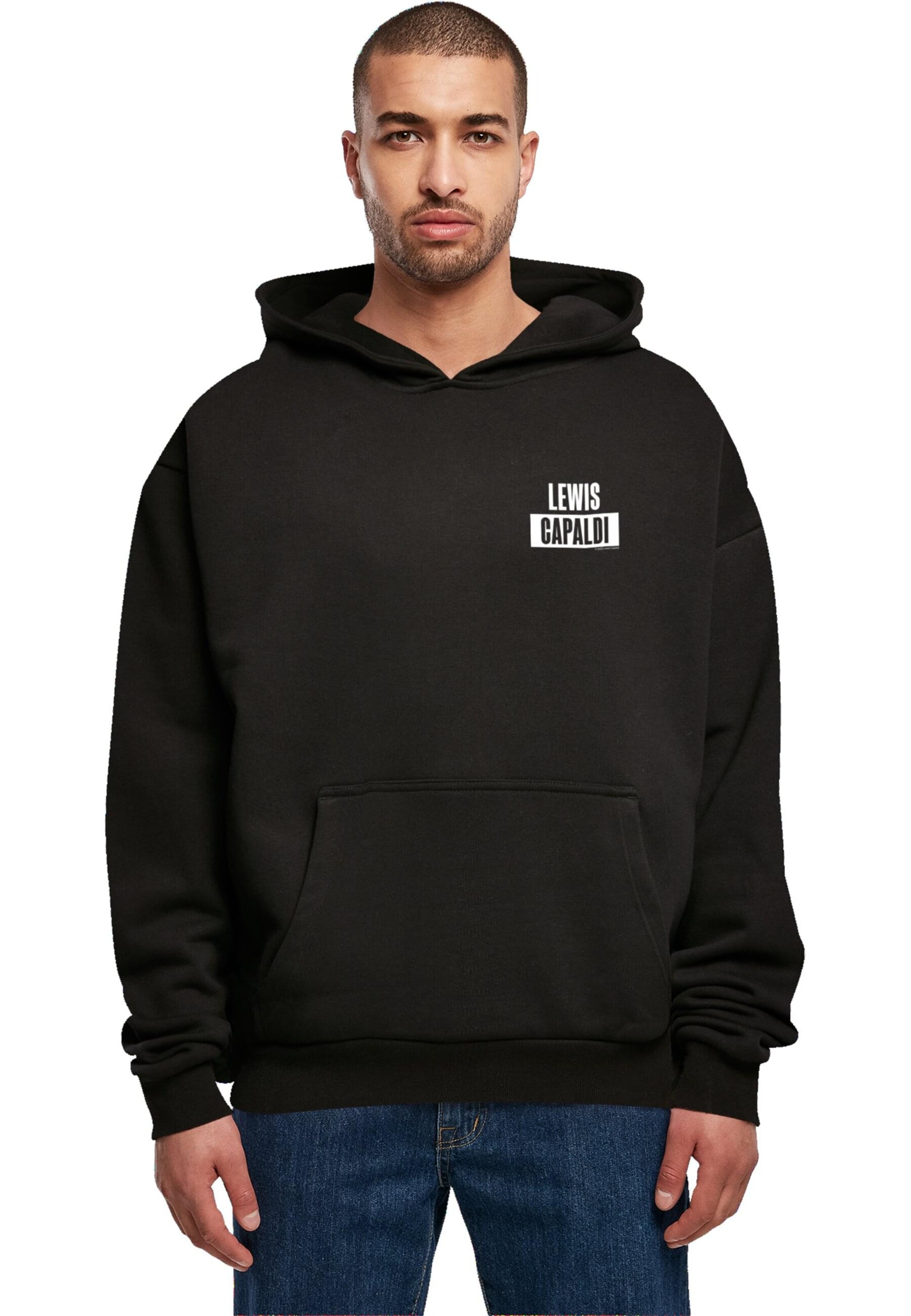 Merchcode Sweatshirt 'Lewis Capaldi' in Black: front