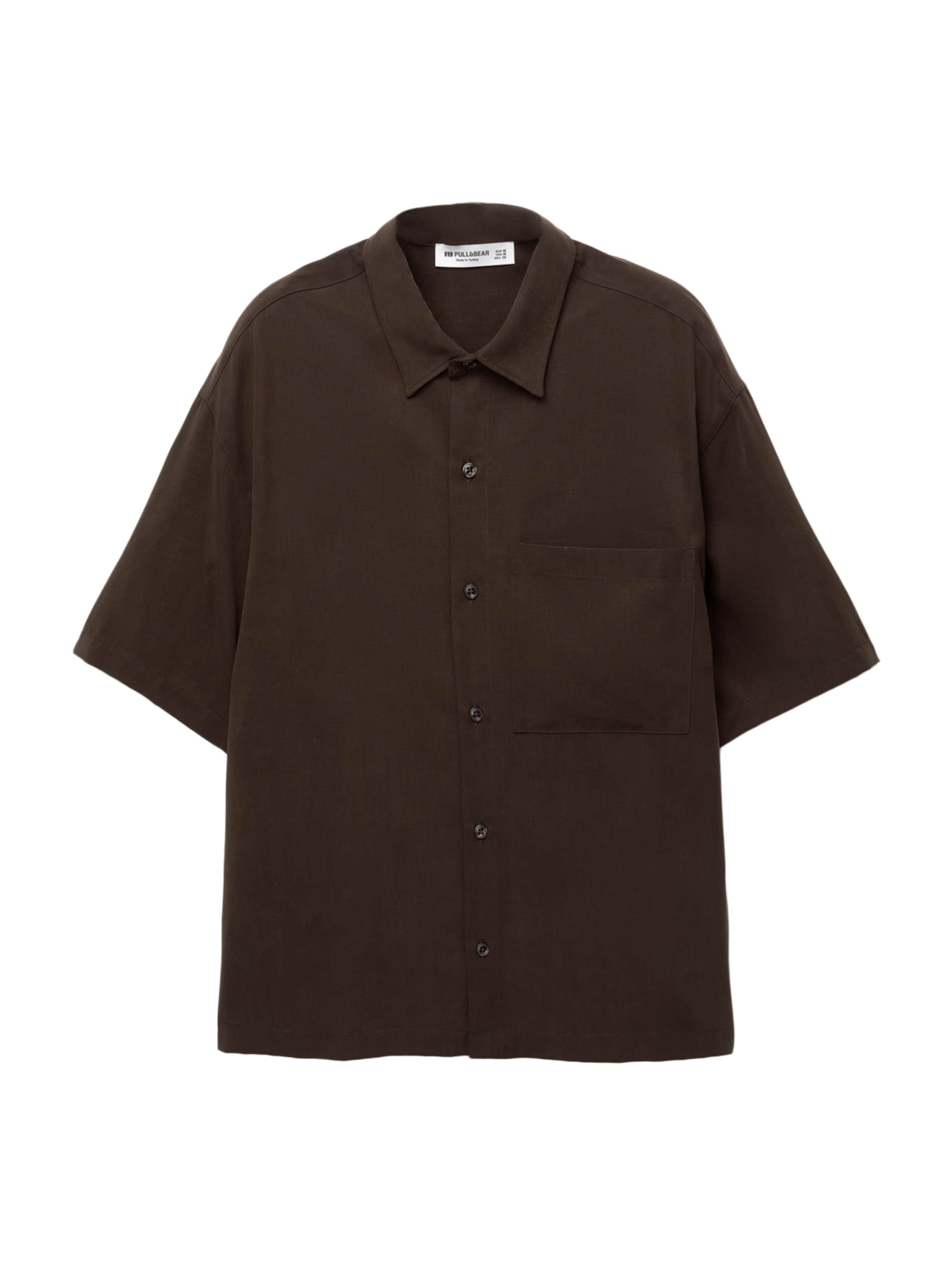 Pull&Bear Comfort fit Overhemd in Bruin: voorkant