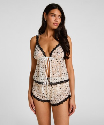 Hunkemöller Korte pyjama 'Dolly' in Wit: voorkant