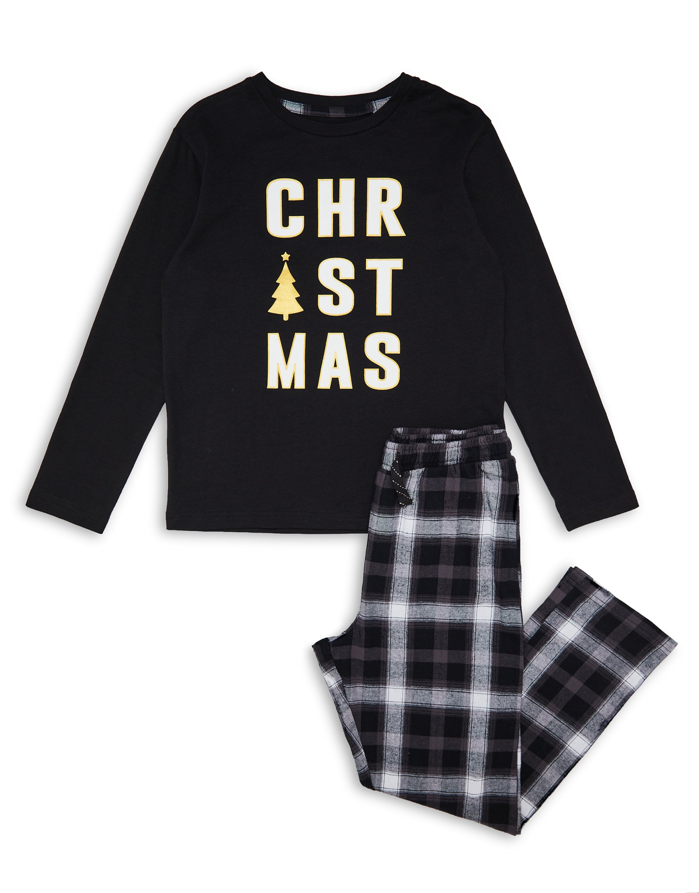 Threadgirls Schlafanzug 'Christmas Nightwear Harold' in Schwarz: Vorderseite