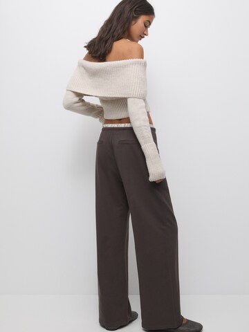 Pull&Bear Wide leg Trousers in Brown