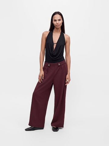 Only Petite Wide leg Pleat-Front Pants 'ONLEVI' in Brown