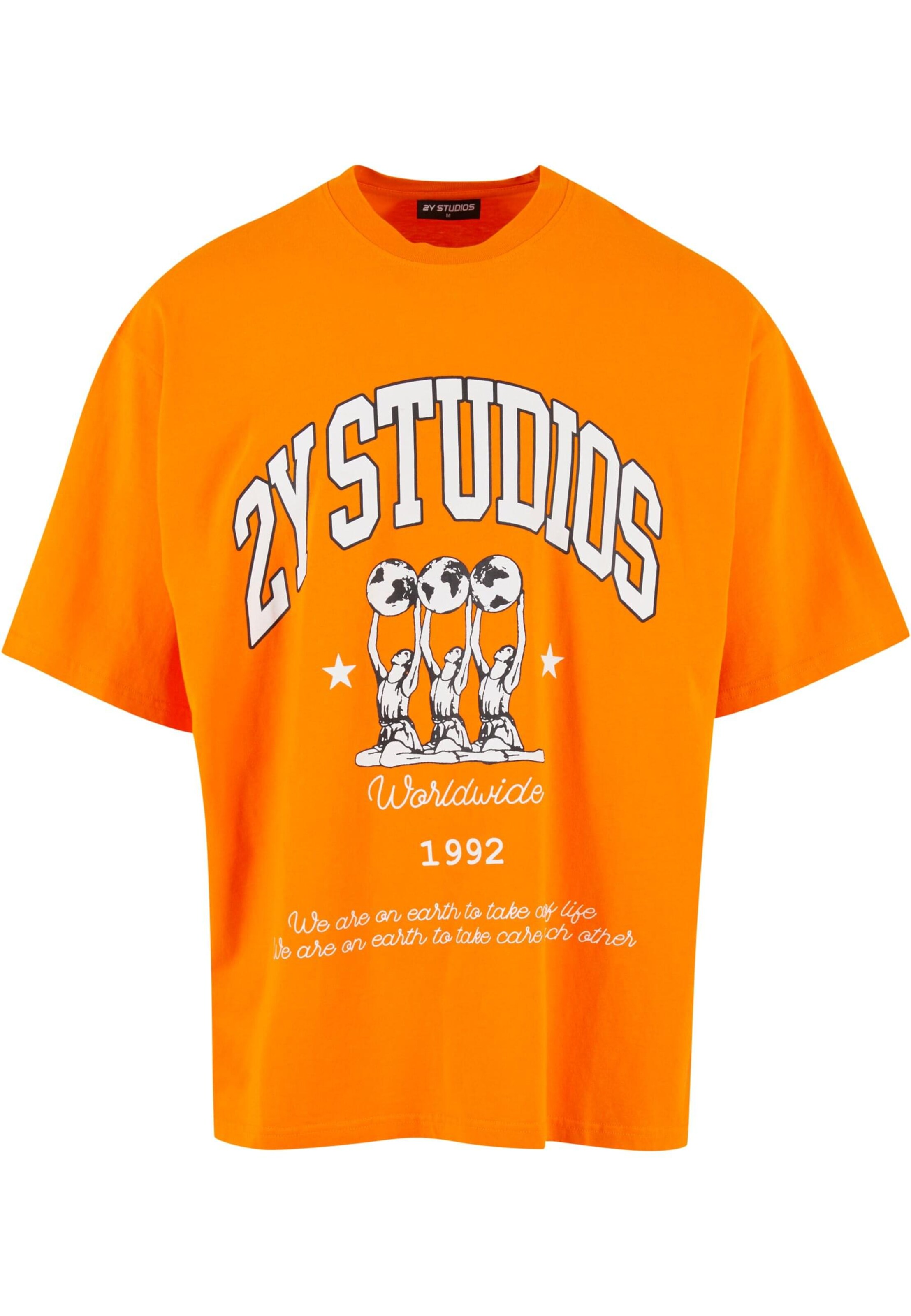 2Y Studios Μπλουζάκι 'Globus' σε πορτοκαλί: μπροστά