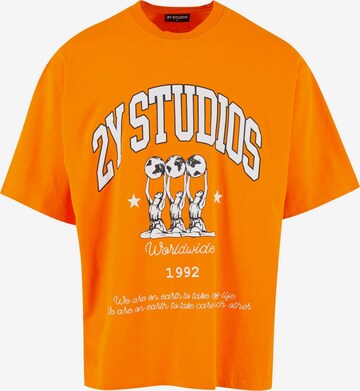 2Y Studios Shirt 'Globus' in Oranje: voorkant