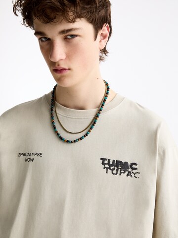 Pull&Bear Shirt 'TUPAC 2PACALYPSE NOW' in Beige