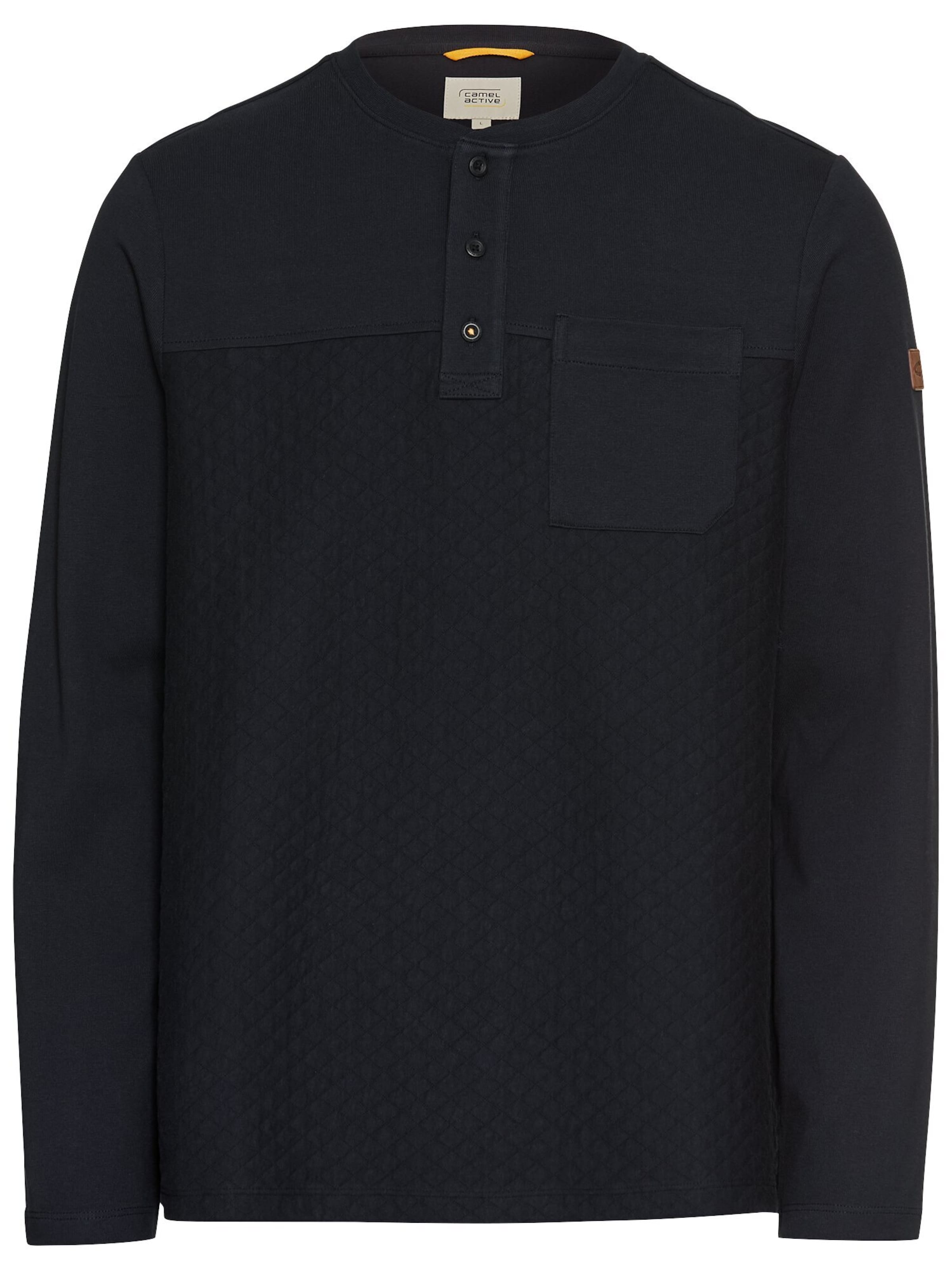 CAMEL ACTIVE Langarm Henley mit Brusttasche in Blau: Vorderseite
