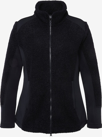 Ulla Popken Zip-Up Hoodie in Black: front