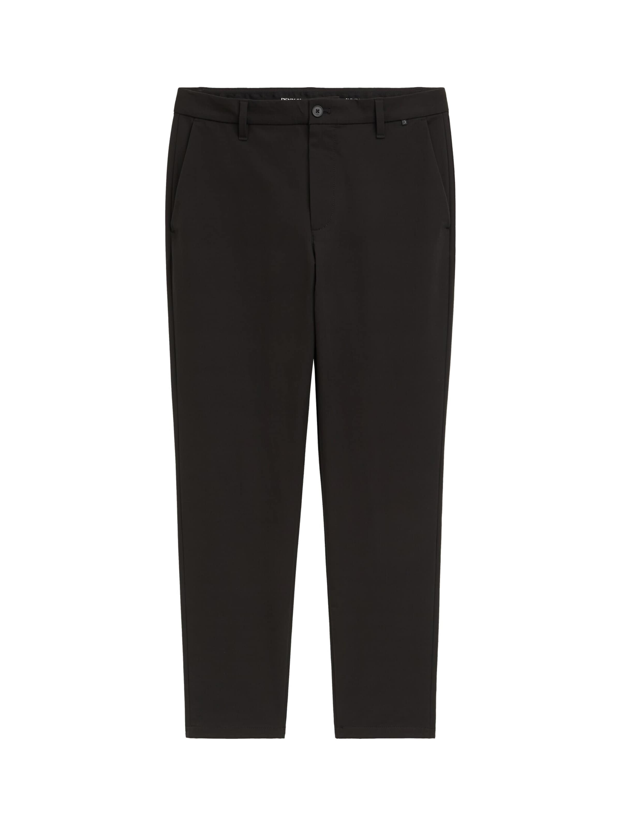TOM TAILOR DENIM Tapered Chino trousers in Black: front