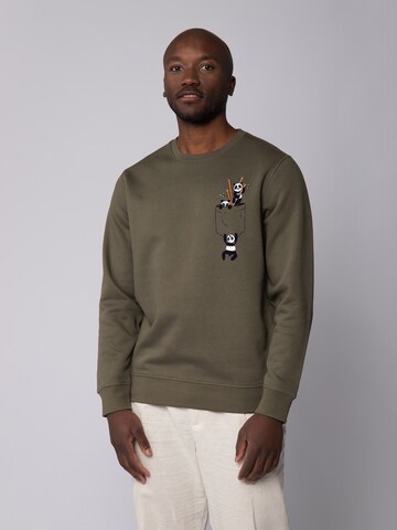 Sweat-shirt ' Pocket Pandas ' Watapparel en vert : devant