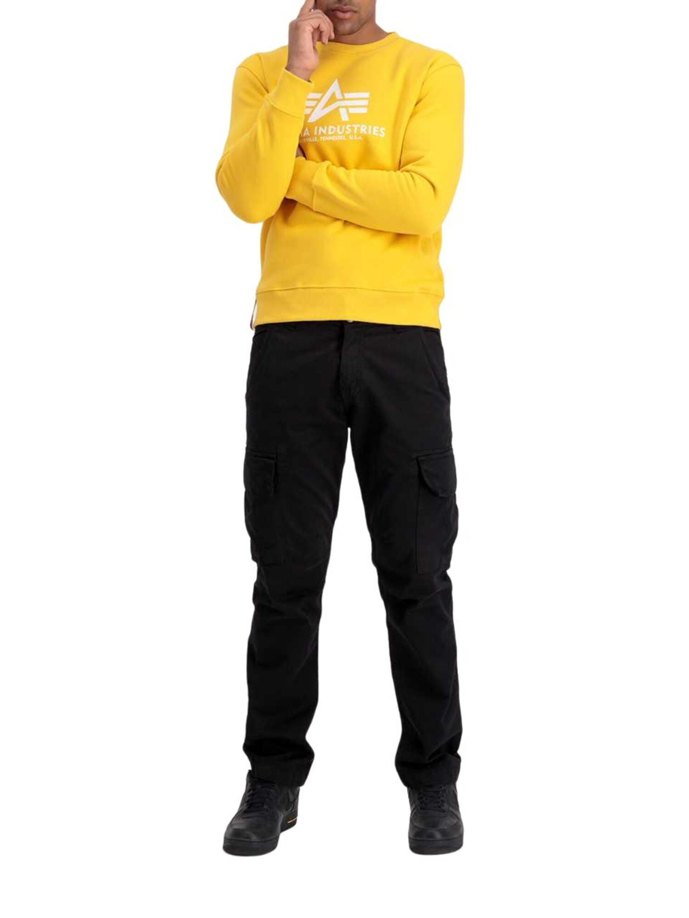 ALPHA INDUSTRIES Sweatshirt 'Basic Logo' in Yellow