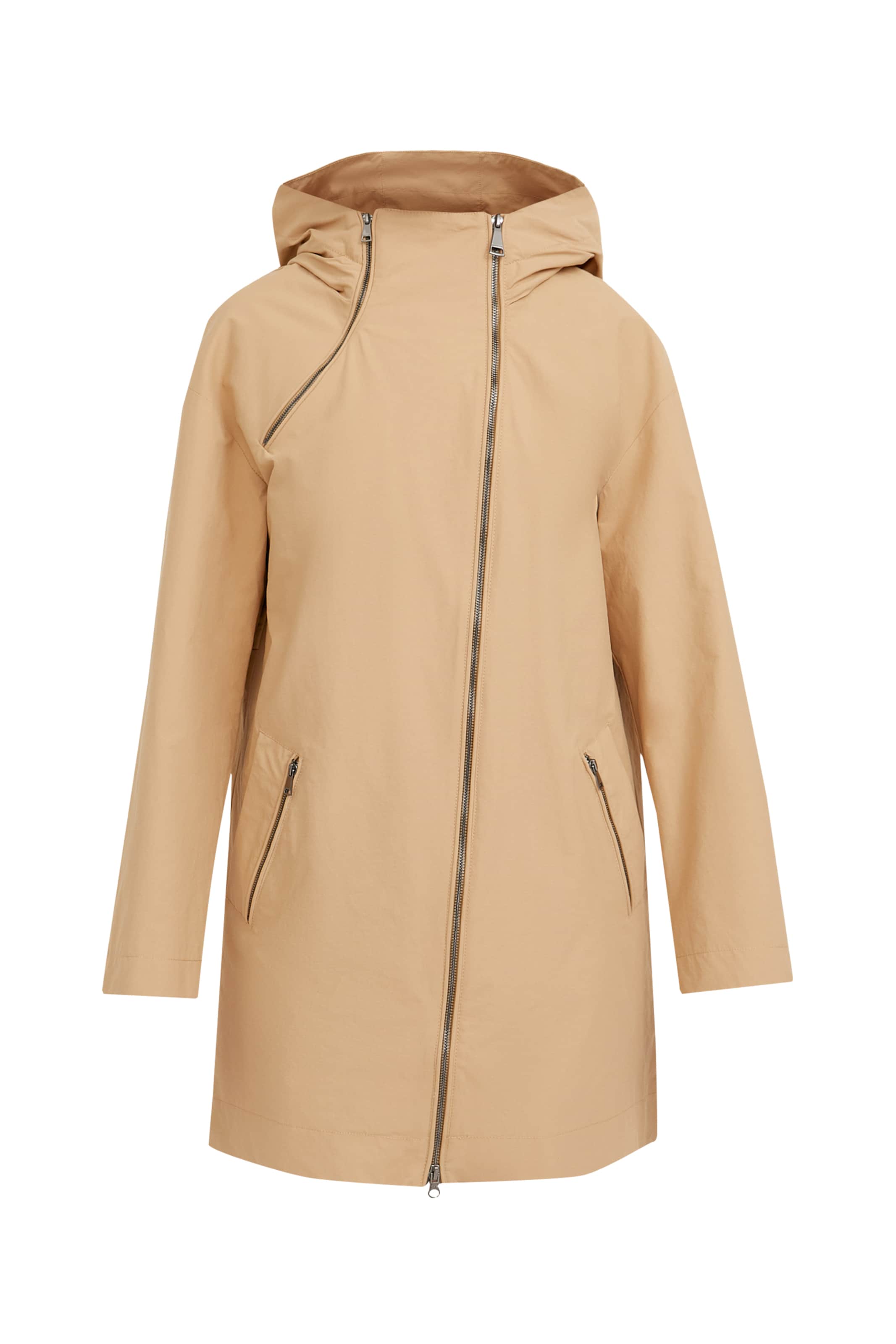 Finn Flare Outdoorjas 'Asymmetra' in Beige: voorkant