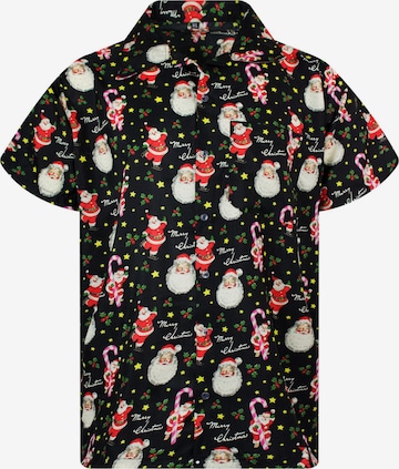 Camicia 'Christmas Candycane' di King Kameha in nero: frontale