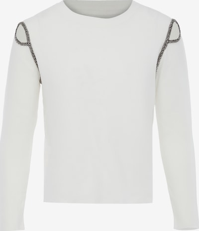 NAEMI Pullover in XS-S in silbergrau / wollweiß, Produktansicht