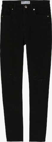 Jeans de la Bershka pe negru: față