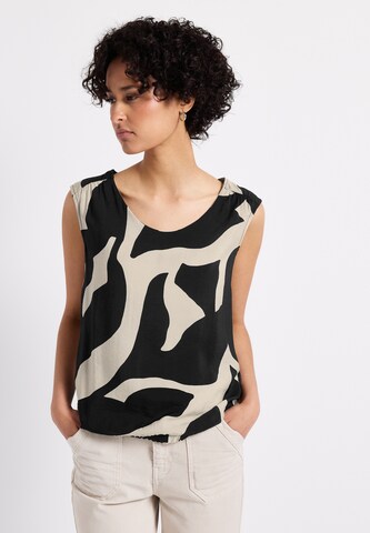 STREET ONE Strukturmix Top mit Print in Grau: Vorderseite