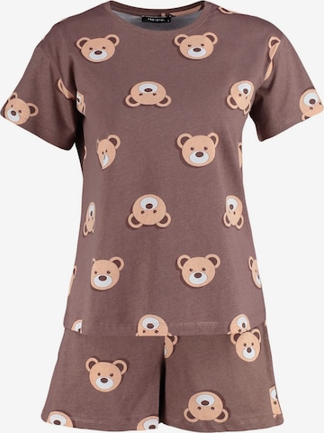 Trendyol Pyjamashortsit värissä ruskea: etupuoli