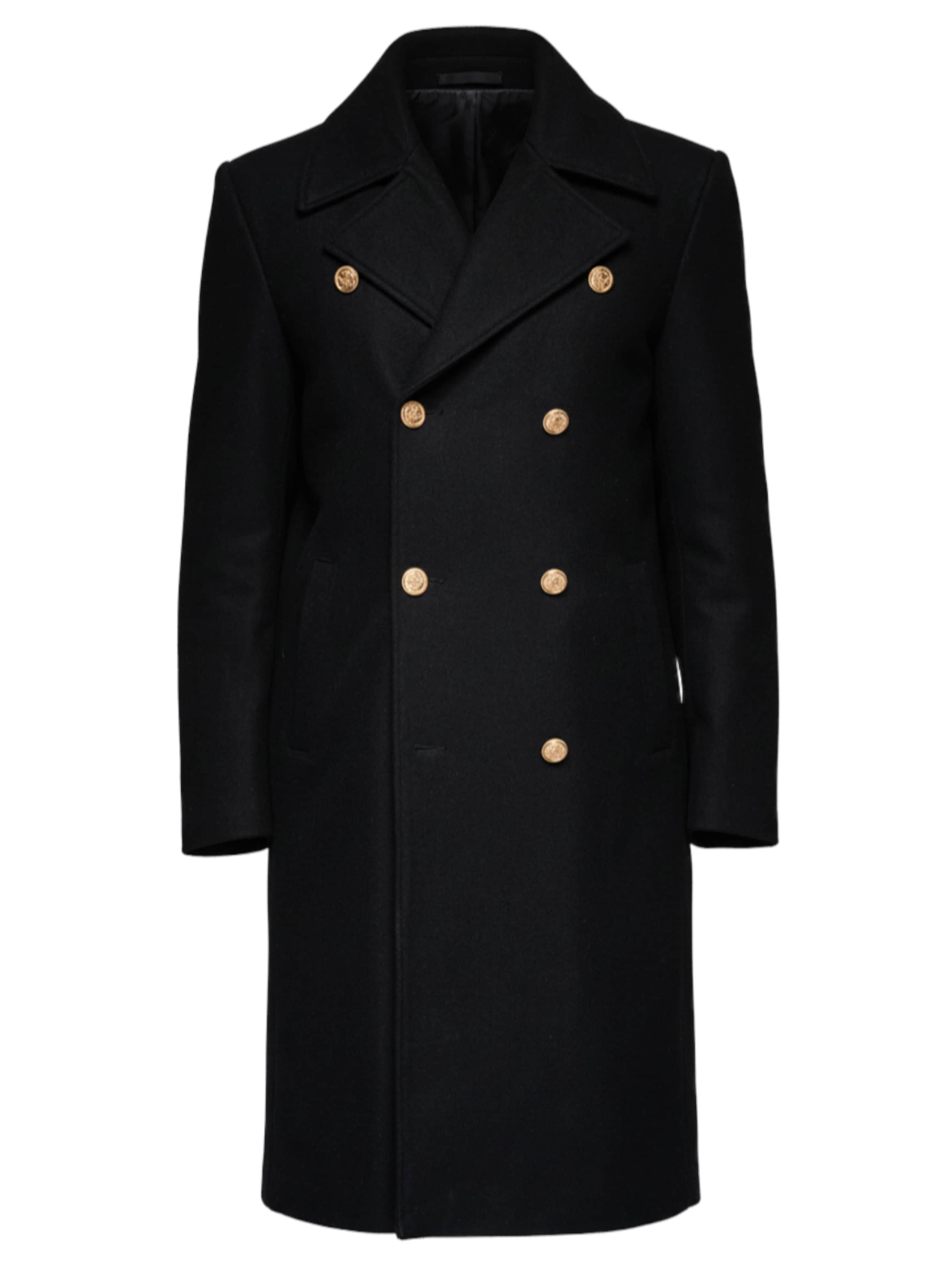 Manteau d’hiver 'OM-COWC-0145' Ombre en noir : devant