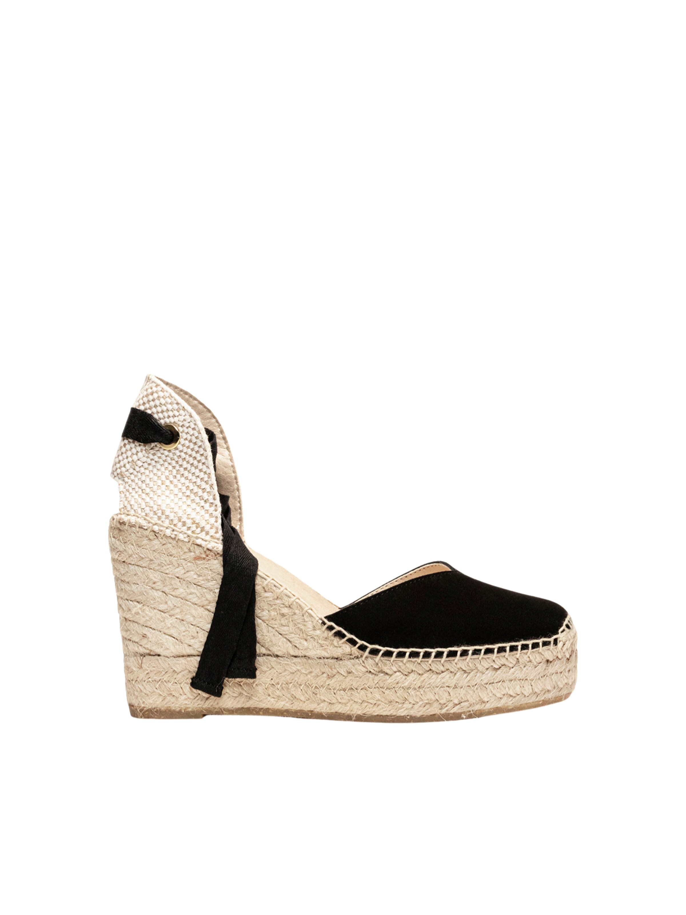 Alhamas - Sandalias 'Alpargata Cuña 10 cm' en negro: frente