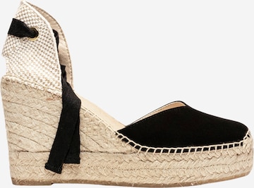 Alhamas - Sandalias 'Alpargata Cuña 10 cm' en negro: frente