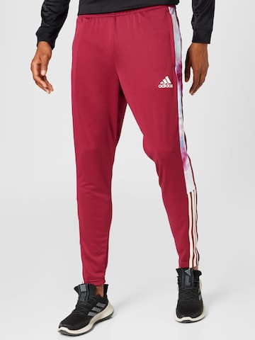 ADIDAS SPORTSWEAR Regular Workout Pants 'Tiro' in Red: front