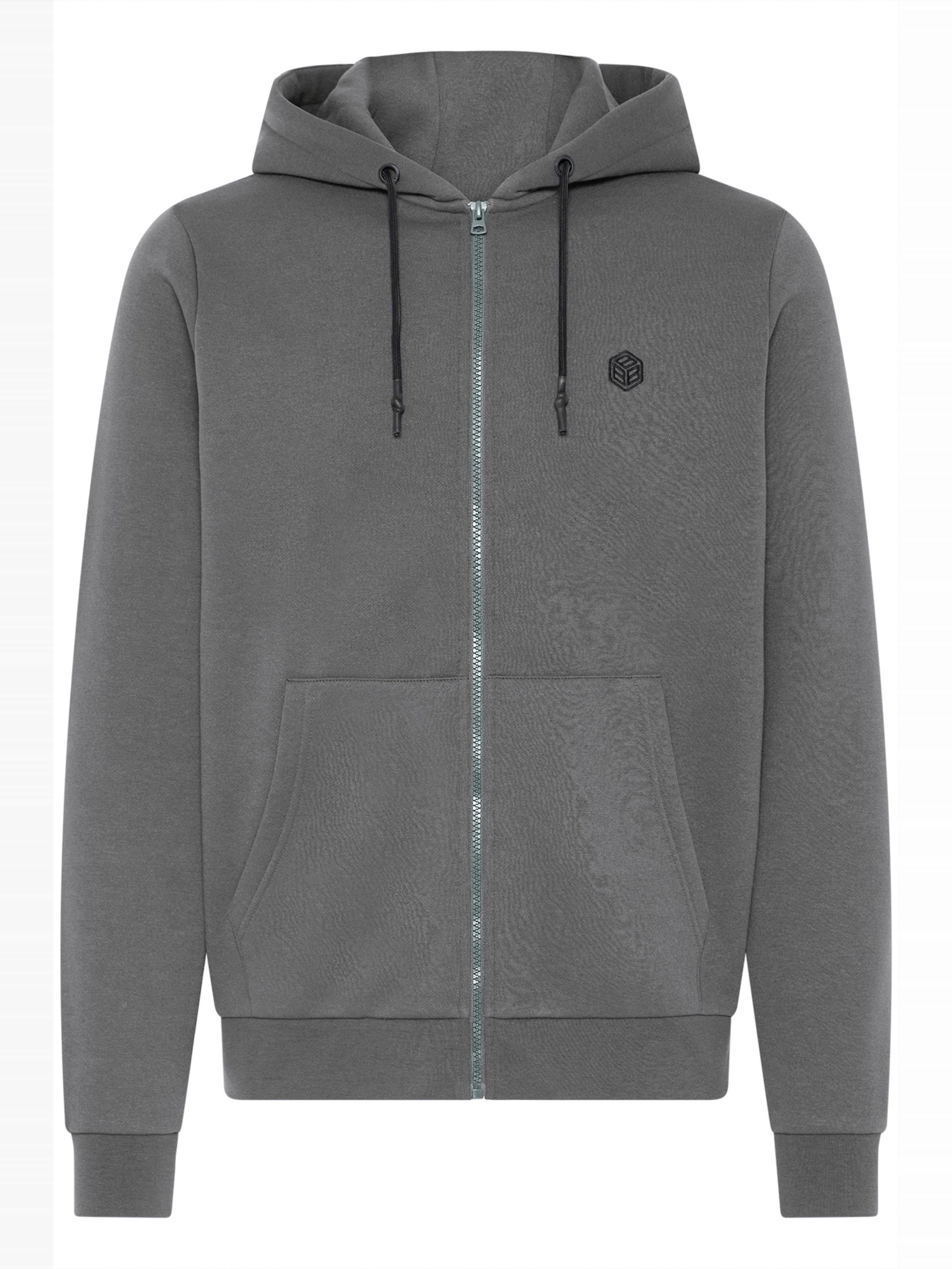 BLEND Kapuzenfleecejacke ' BHTolle ' in Grau: Vorderseite