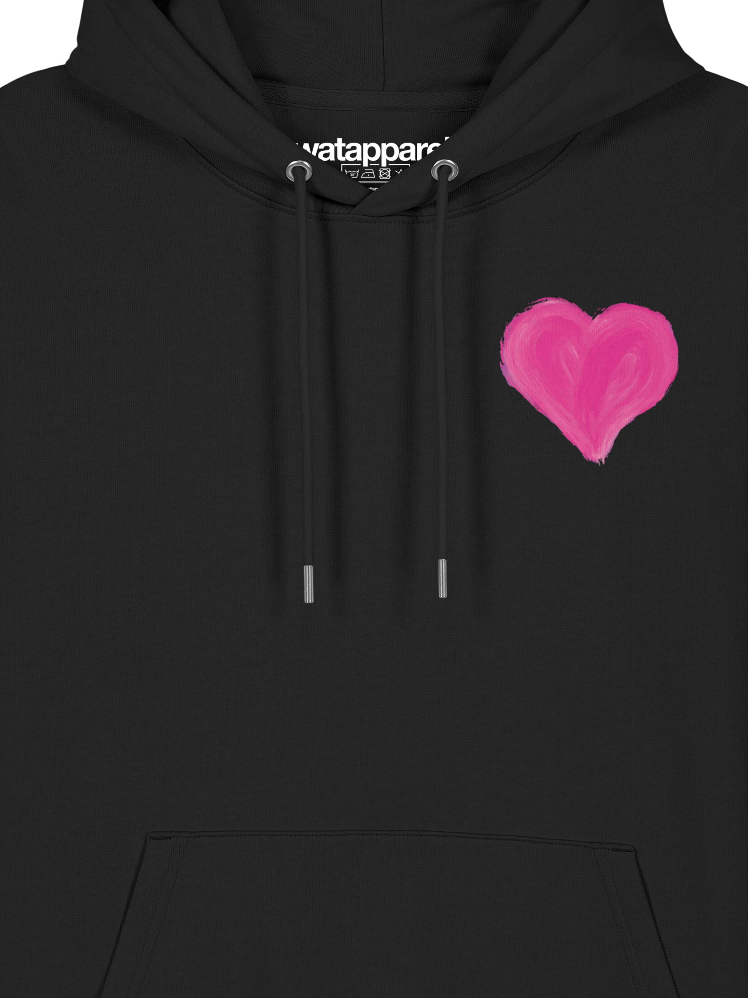 Felpa ' Pink Heart ' di Watapparel in nero
