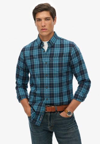 Superdry Regular fit Overhemd in Blauw: voorkant