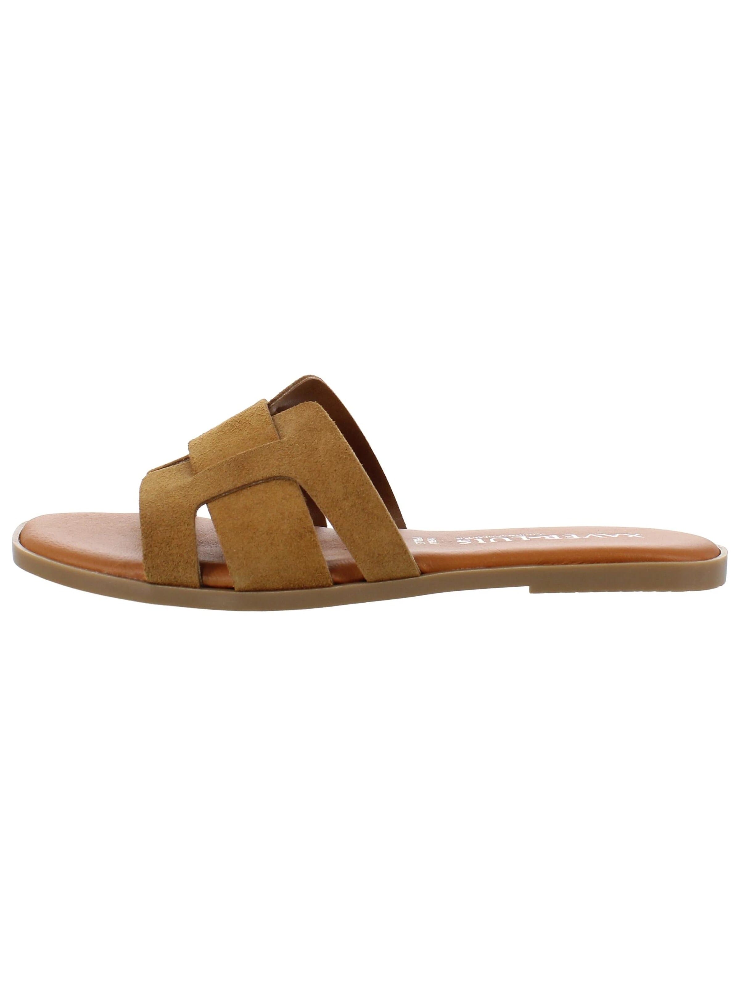 XAVER LUIS Schuhmanufaktur Mules 'Roberta' in Brown: front