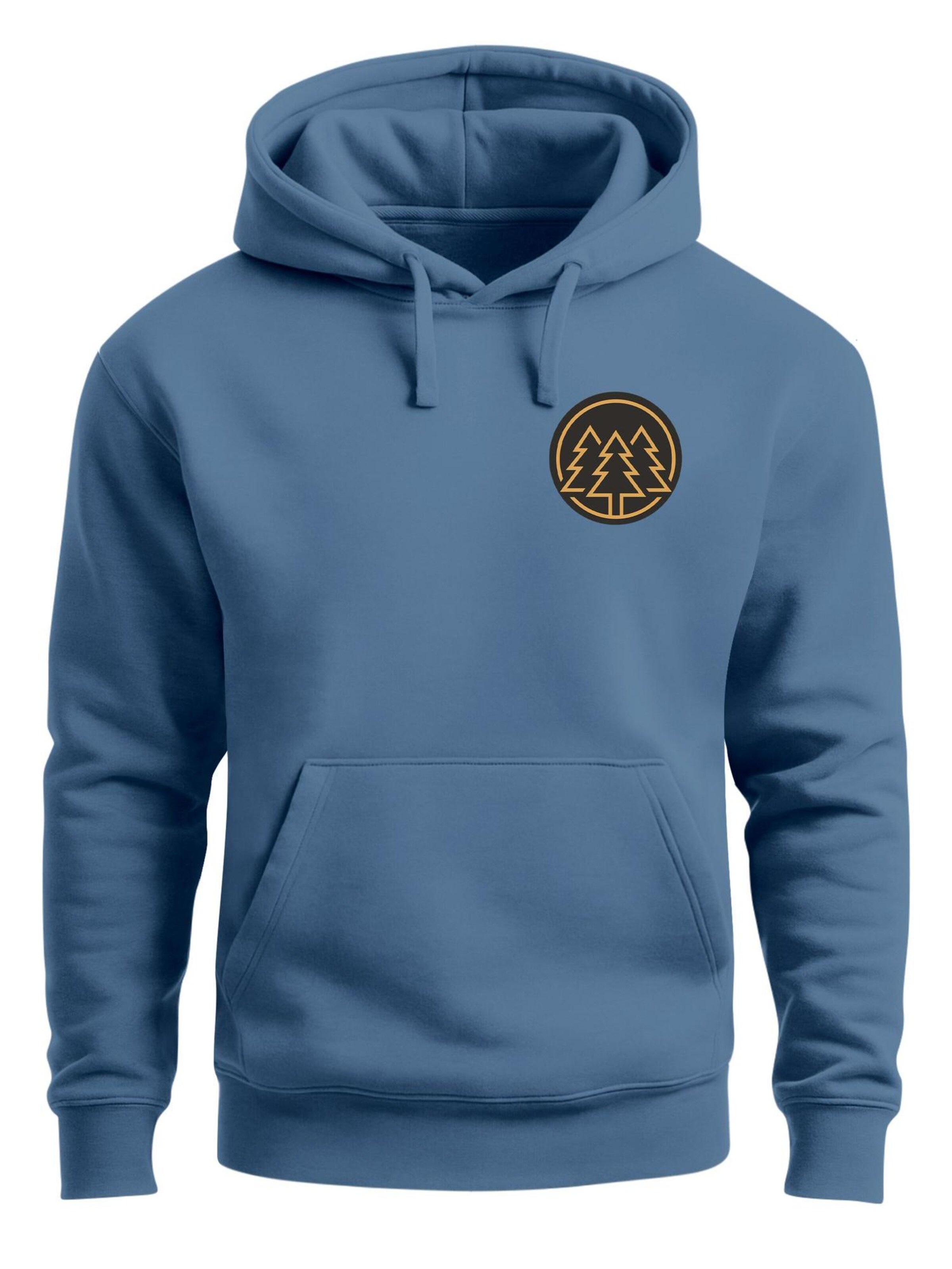 Neverless Sweatshirt 'Bäume Badge' in Blue: front