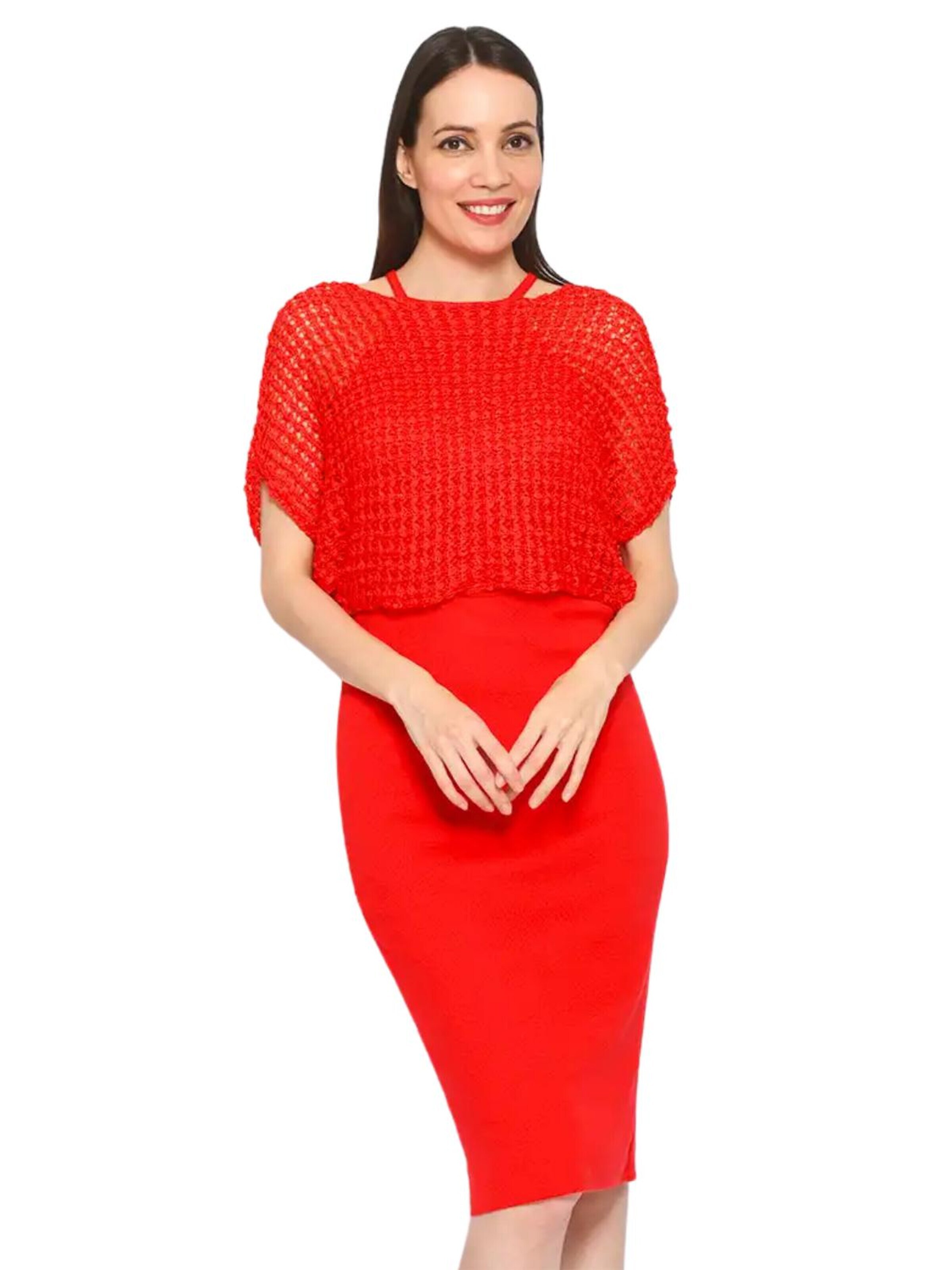 Süel knitwear Sticktop 'Summer 3D' i rød: forside