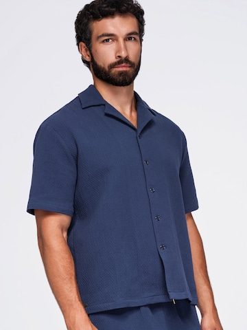 Ombre Regular fit Zakelijk overhemd 'OM-SHSS-0220' in Blauw: voorkant
