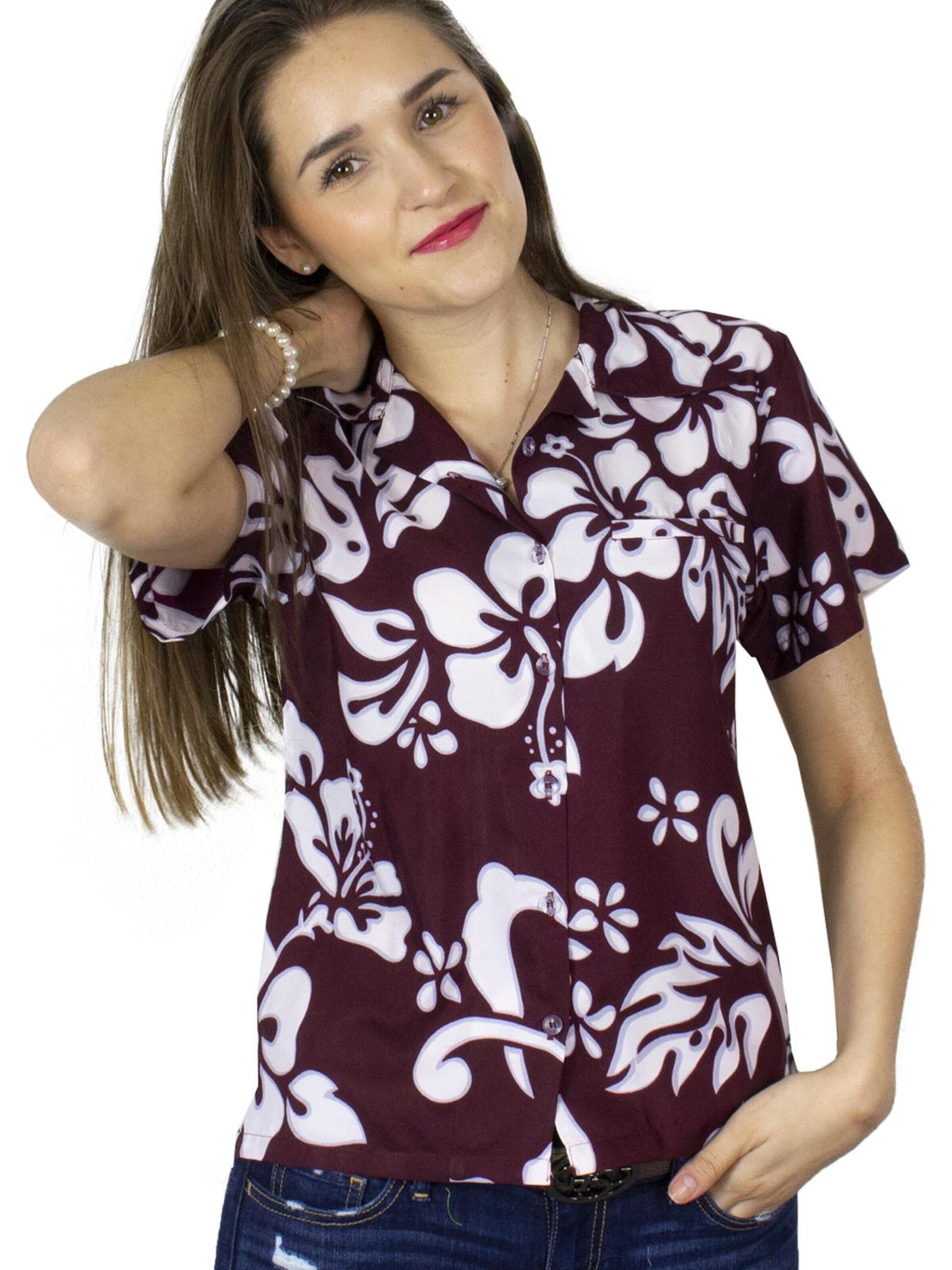 King Kameha Blouse 'Hibiscus' in Red: front