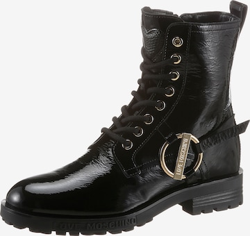 Love Moschino Lace-Up Ankle Boots in Black: front