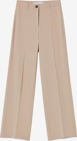 Bershka Wide leg Trousers with creases in Beige: front