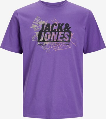 JACK & JONES Póló 'MAP' - lila: elől