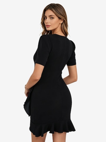 KoJooin Kleid 'Gerafftes Minikleid für Damen,figurbetont,kurzärmelig,Rüschen,für Business und festliche Anlässe.' in Schwarz