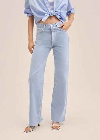 Wide leg Jeans 'Nora' de la MANGO pe albastru: față