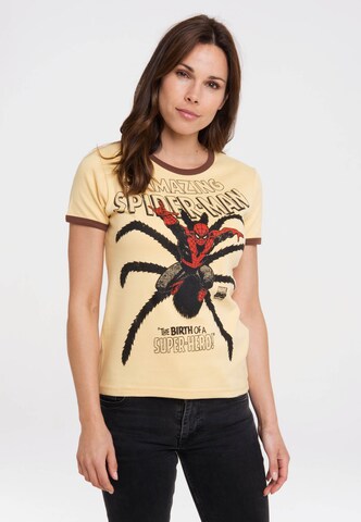 LOGOSHIRT Shirt 'Spider-Man' in Beige: front