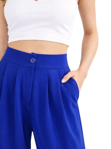 fashionshowcase Wide leg Pleat-Front Pants 'ALYA' in Blue