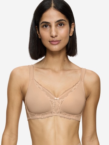 TRIUMPH T-shirt Bra 'Modern Lace + Cotton' in Beige