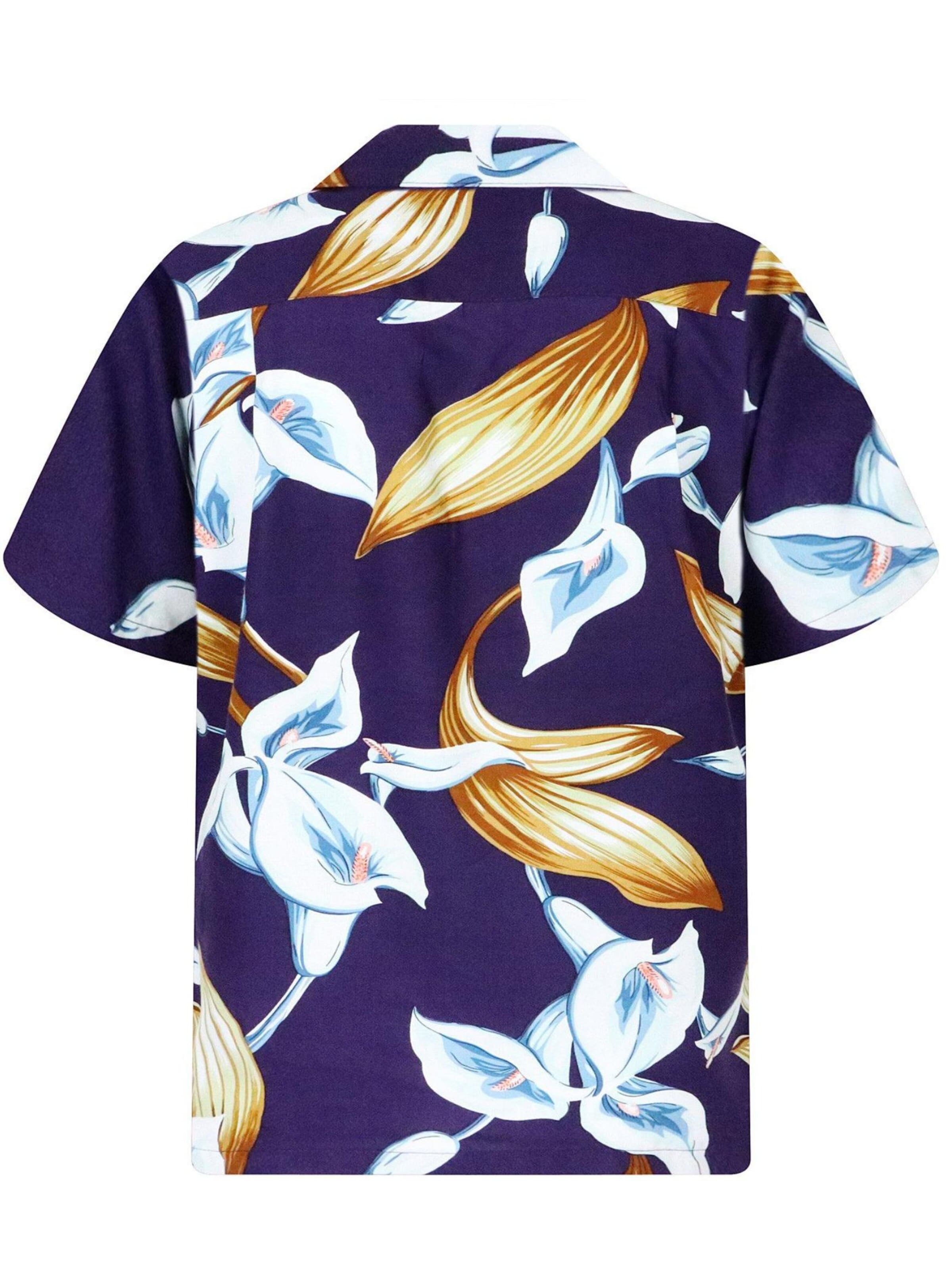 Paradise Found Regular Fit Hemd 'Tom Selleck Calla Lily'‌ in Lila