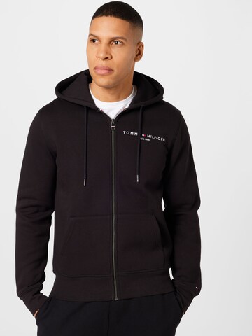 TOMMY HILFIGER - Sudadera con cremallera en negro: frente