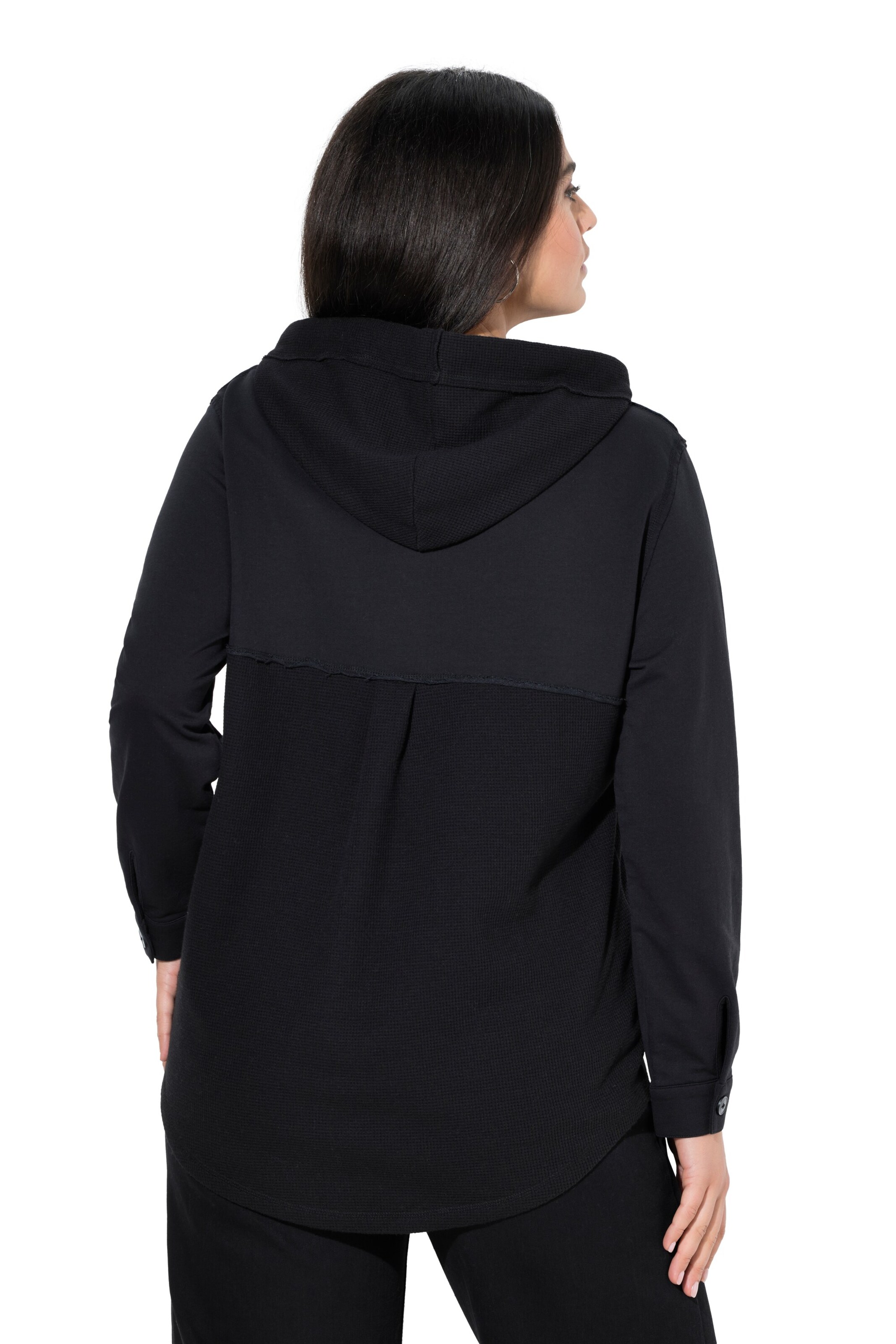 Ulla Popken Zip-Up Hoodie in Black