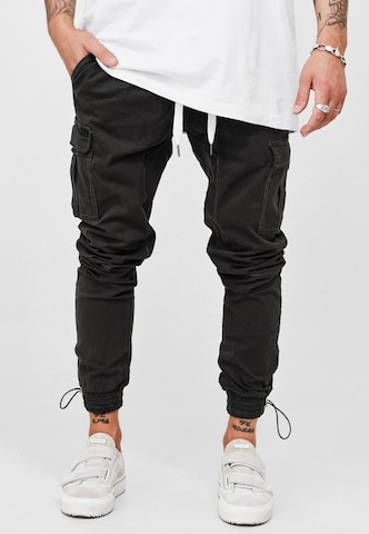 behype Regular Cargo Pants 'LENNY' in Blue: front