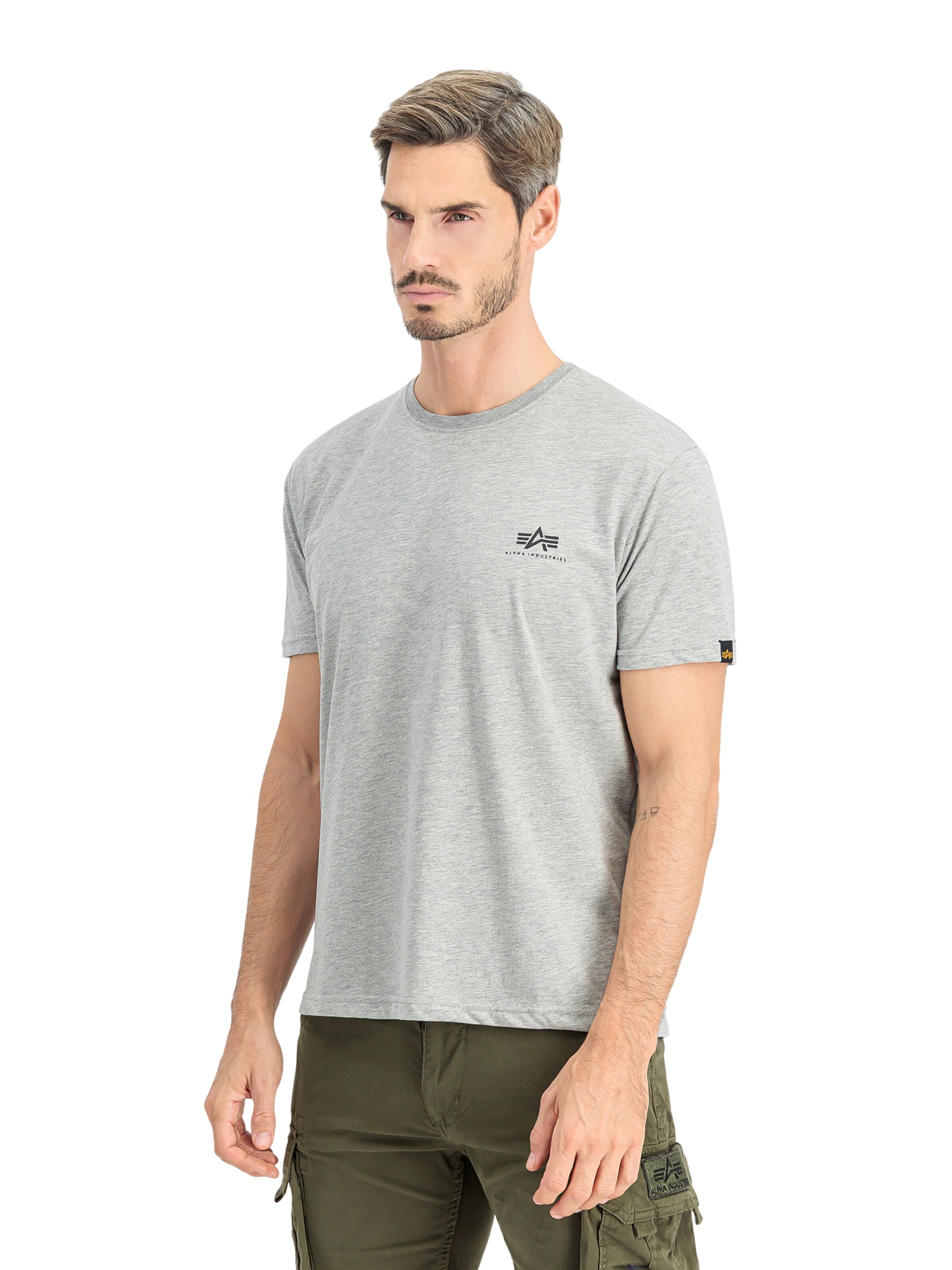 ALPHA INDUSTRIES Regular fit Shirt 'Basic Small Logo' in Grey: front
