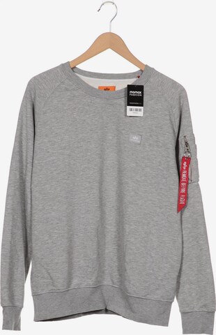 ALPHA INDUSTRIES Sweatshirt & Zip-Up Hoodie in L in Grey: front