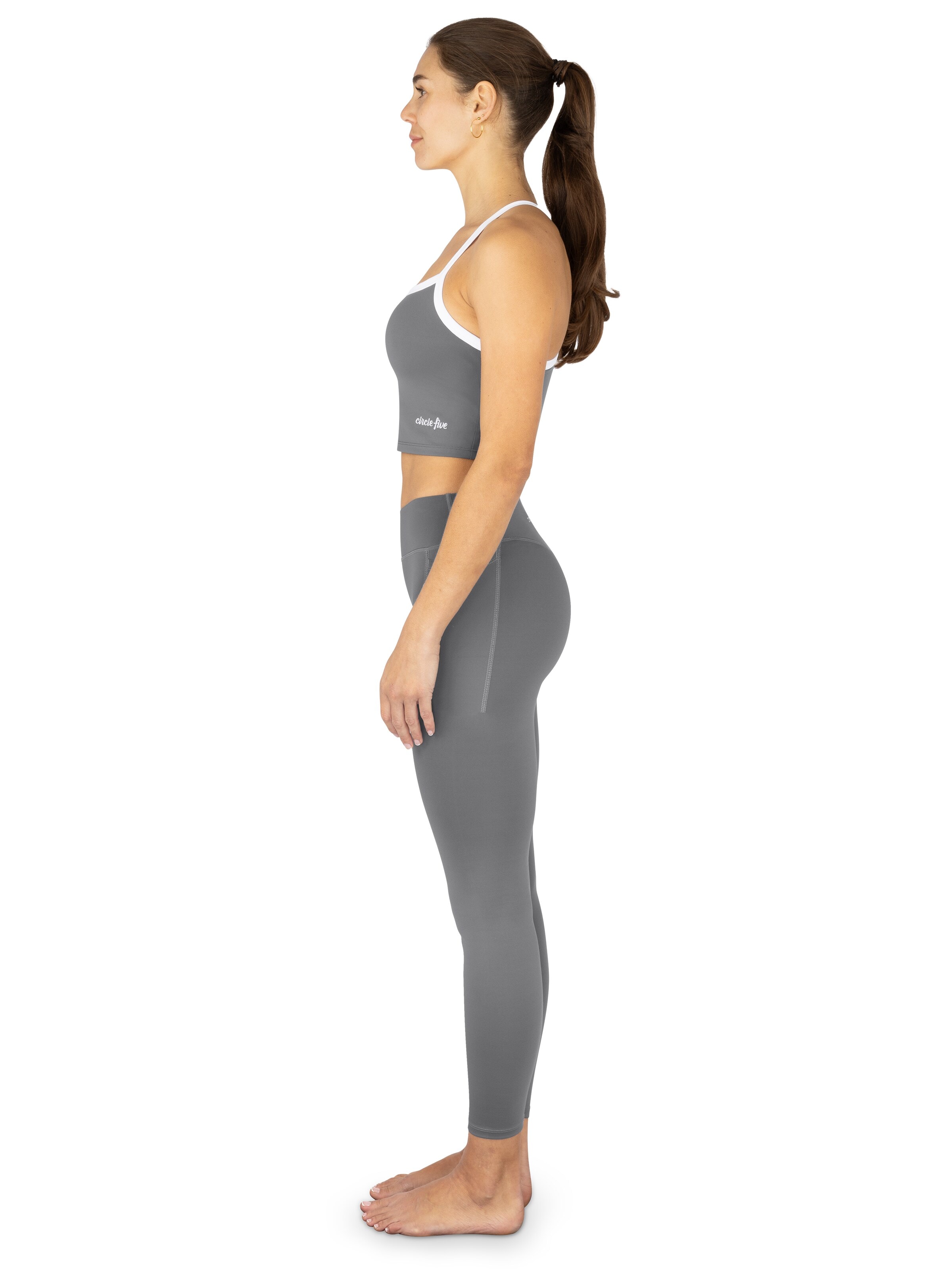 Circle Five Skinny Leggings 'Shapinghose Sportleggings mit Taschen' in Grey