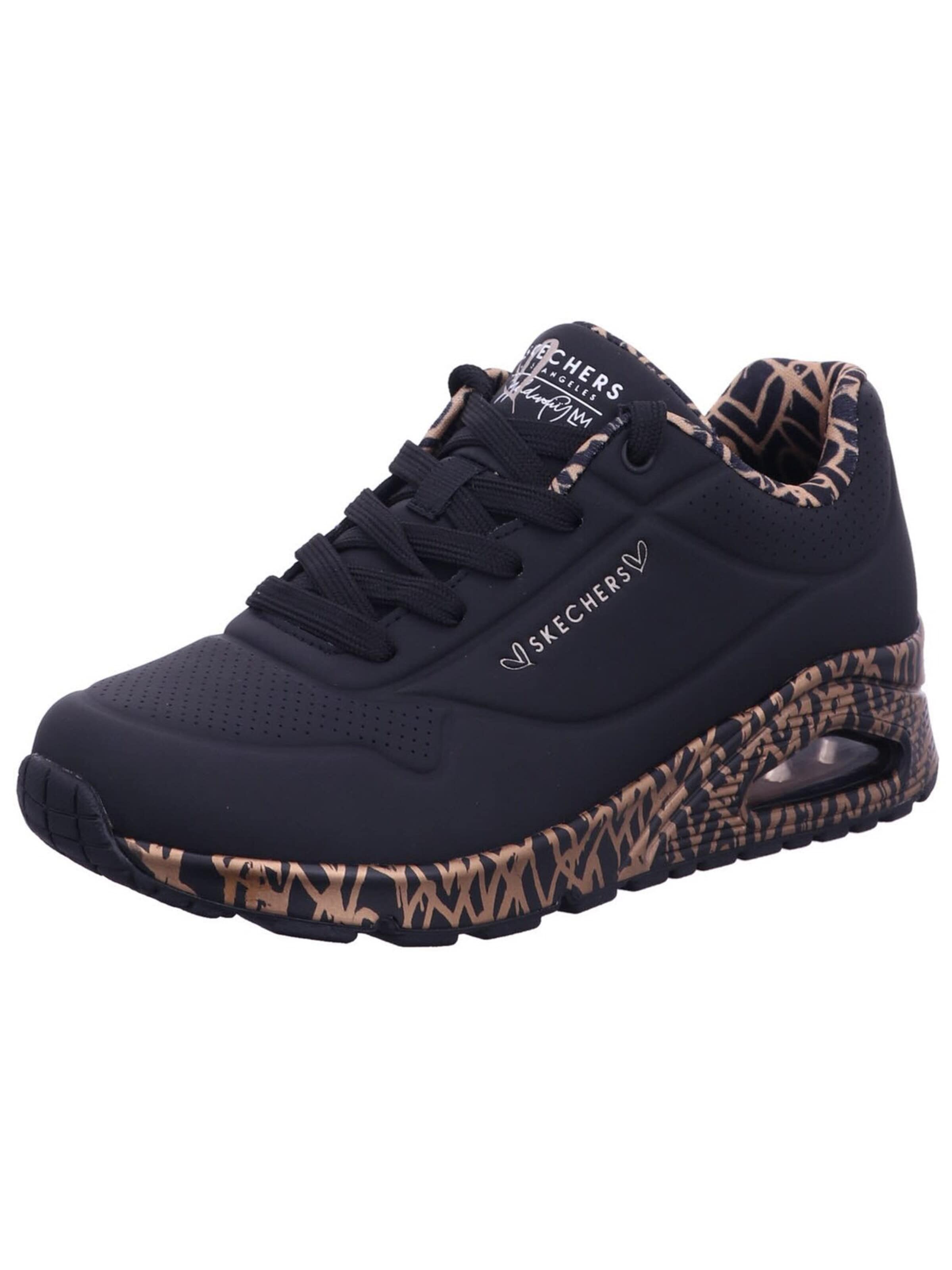 SKECHERS Sneakers laag 'Schnürschuh Damen 155506 BKRG Kunststoff (Synthetik) in schwarz' in Zwart: voorkant