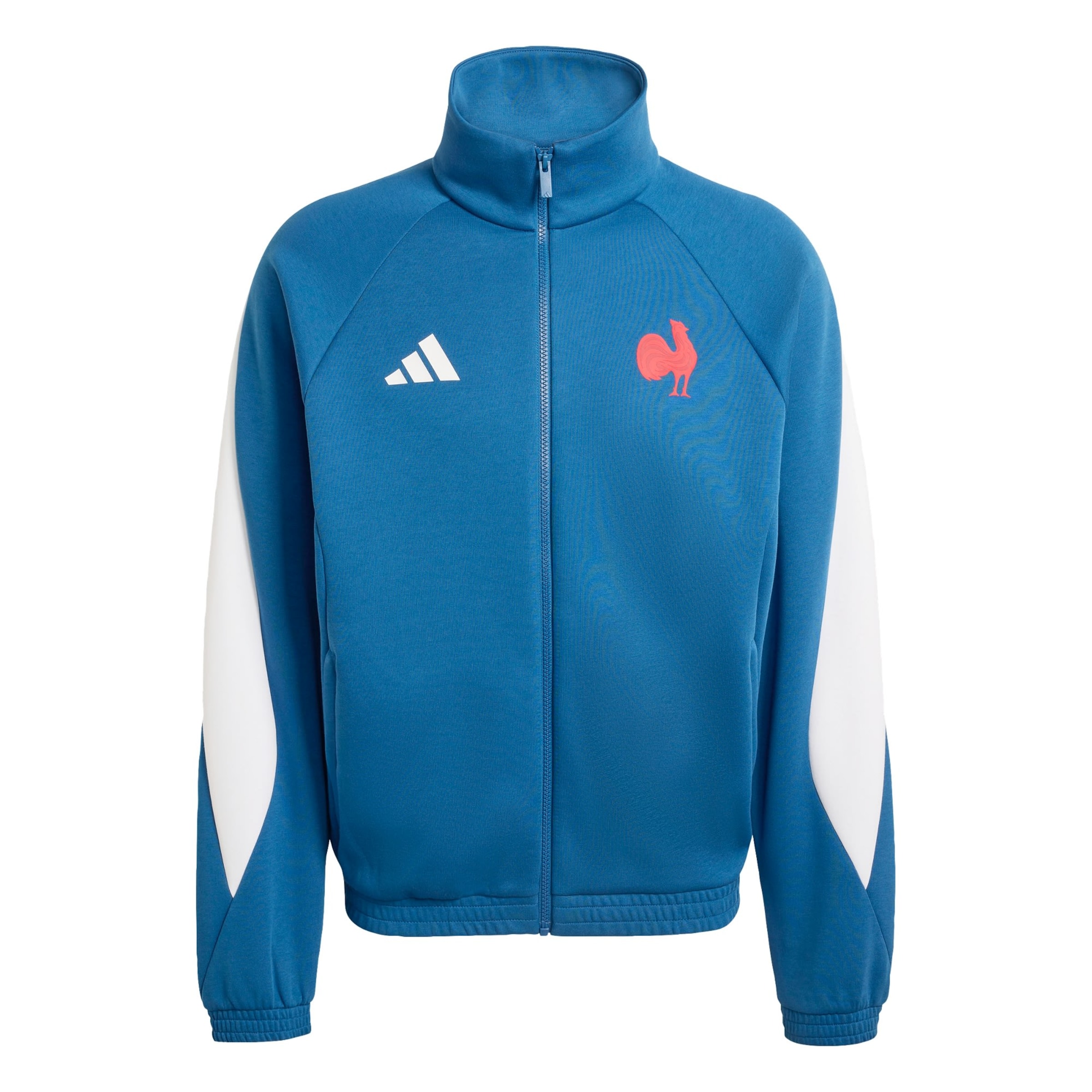 ADIDAS PERFORMANCE Sportsweatjacke 'FFR' in cyanblau / hellrot / weiß, Produktansicht