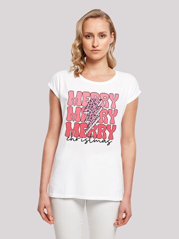T-shirt 'Merry Christmas' F4NT4STIC en blanc : devant